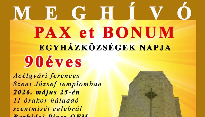 Meghívó a 90 éves ferences templom felszentelési évfordulóra